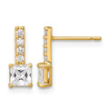 14k Polished Square CZ Post Earrings