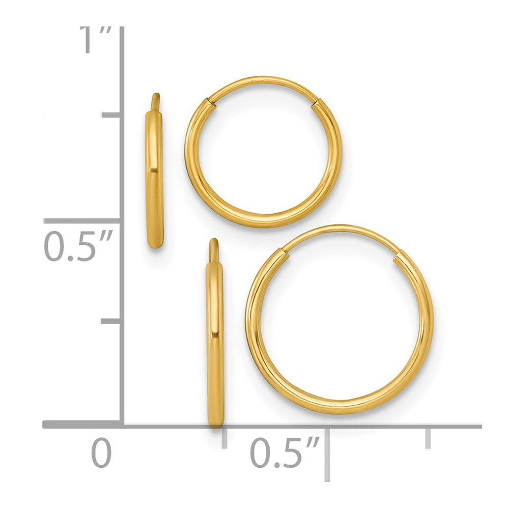 14k Polished Set of Two Pairs 1mm Endless Hoop Earrings