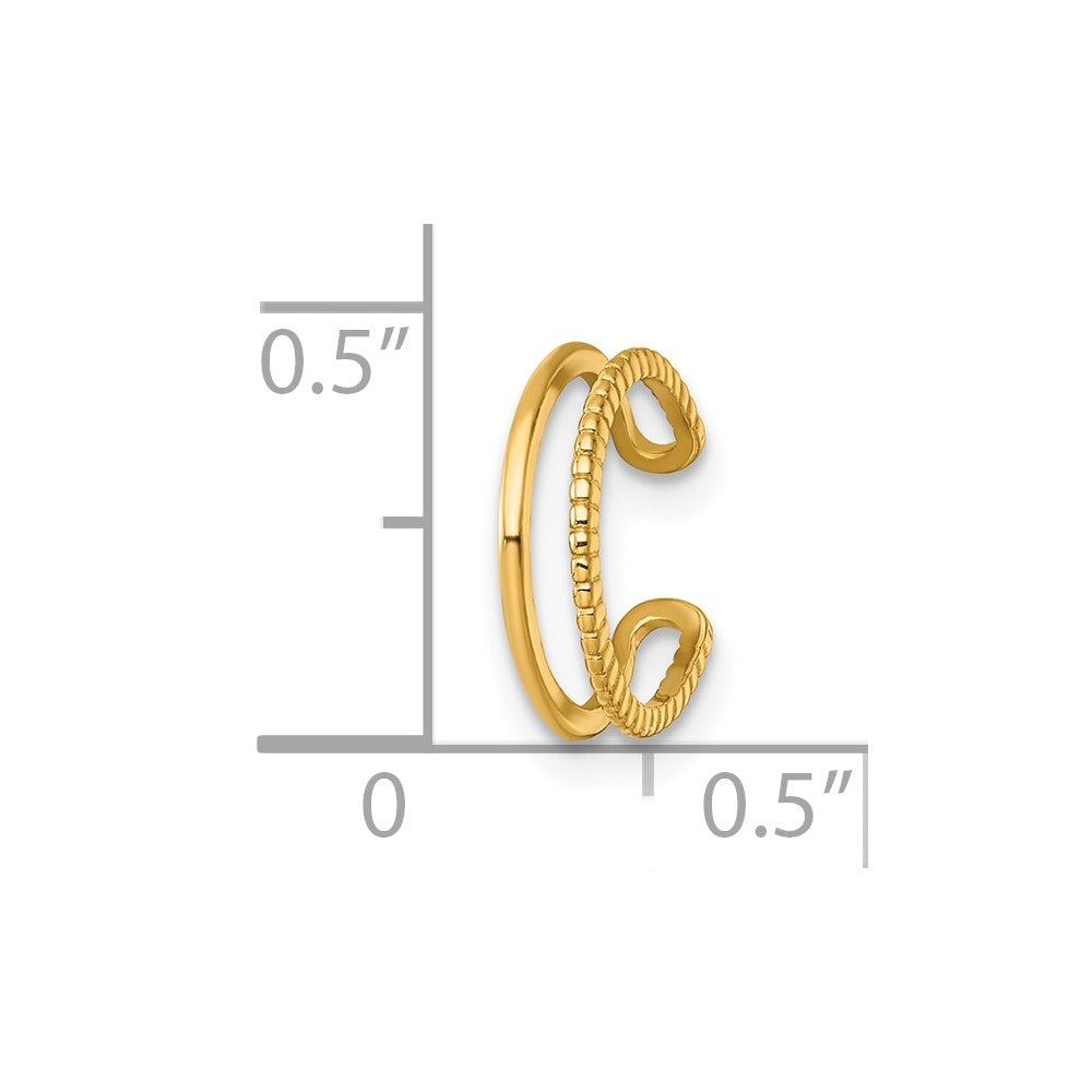 14k Polished and Textured Single Ear Cuff