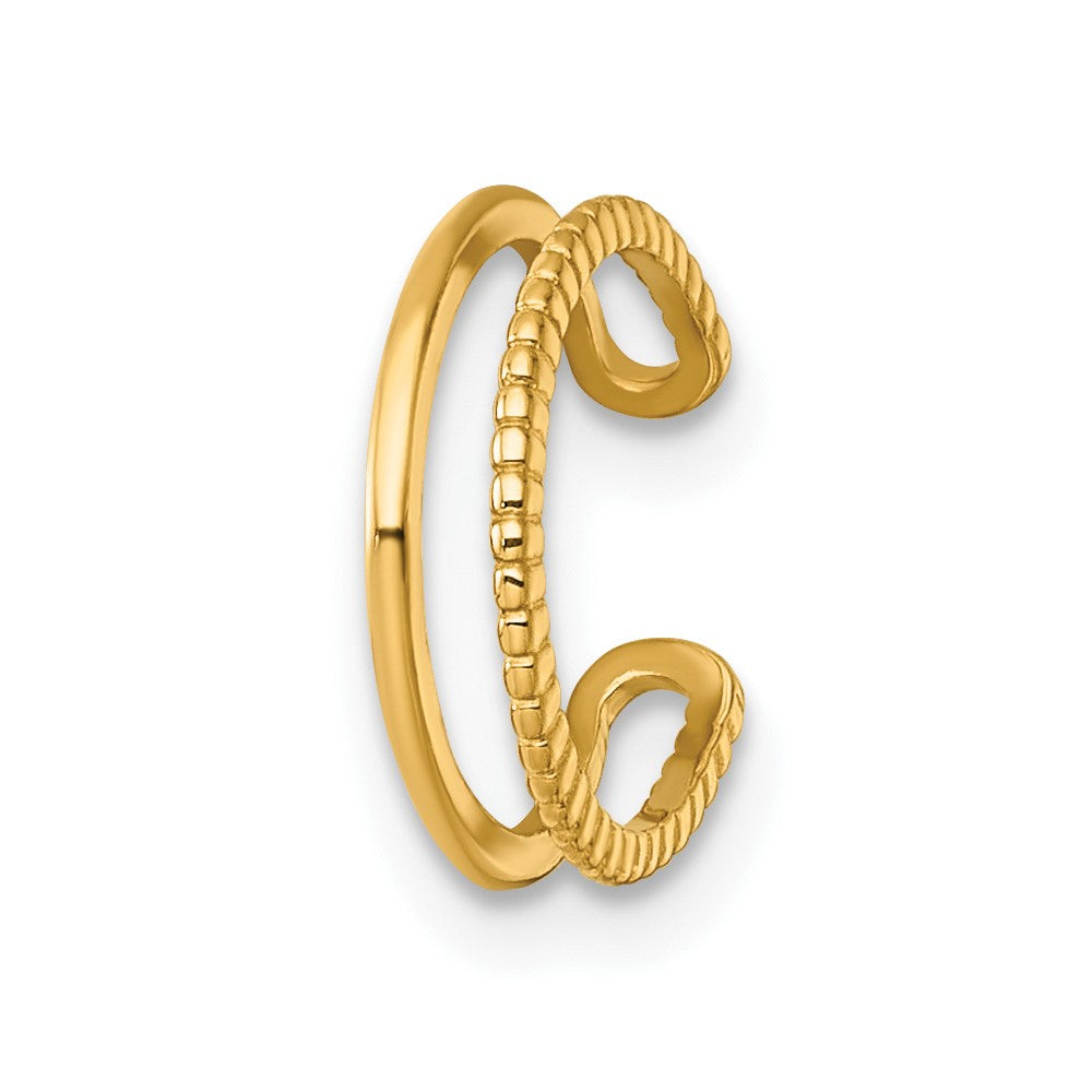 14k Polished and Textured Single Ear Cuff