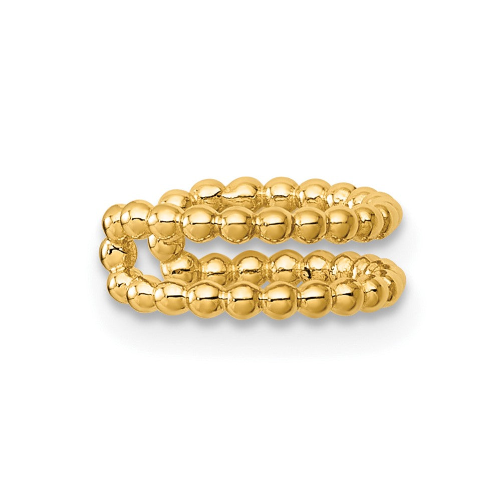 14k Polished 2 Row Beaded Single Ear Cuff