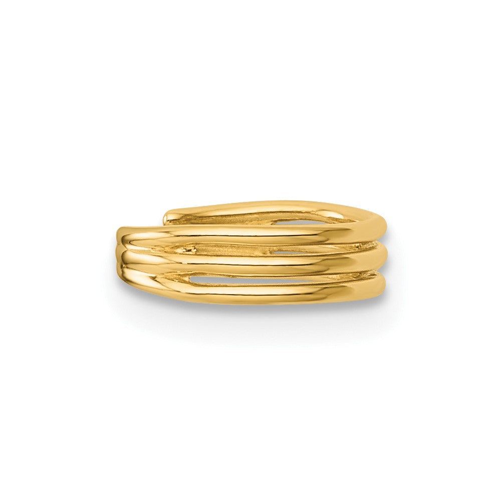 14k Polished 3 Row Single Ear Cuff