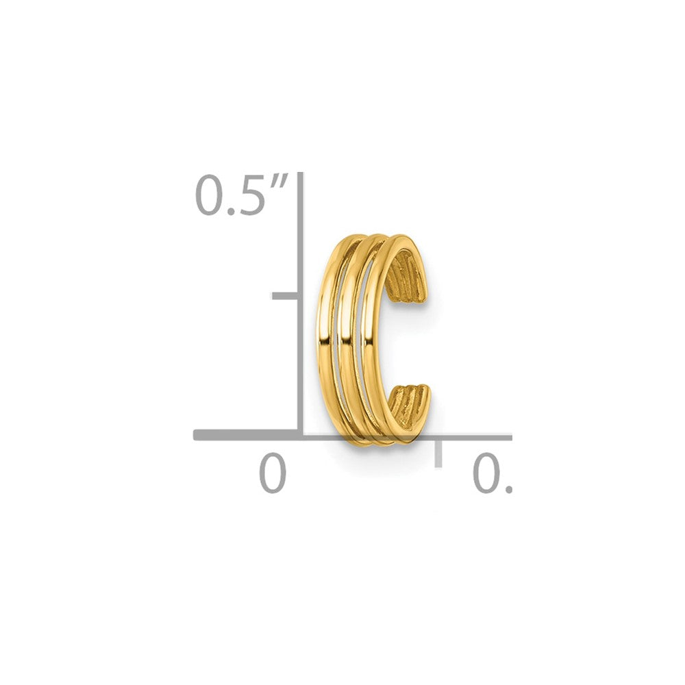 14k Polished 3 Row Single Ear Cuff