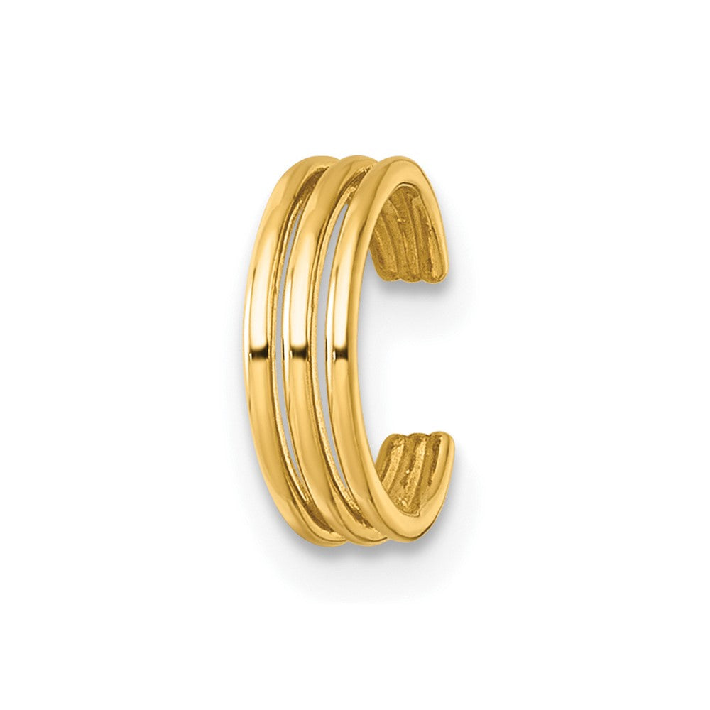 14k Polished 3 Row Single Ear Cuff