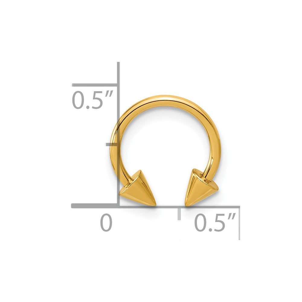 14k Polished 16 gauge Screw-Off End Pointed Single Ear Cuff