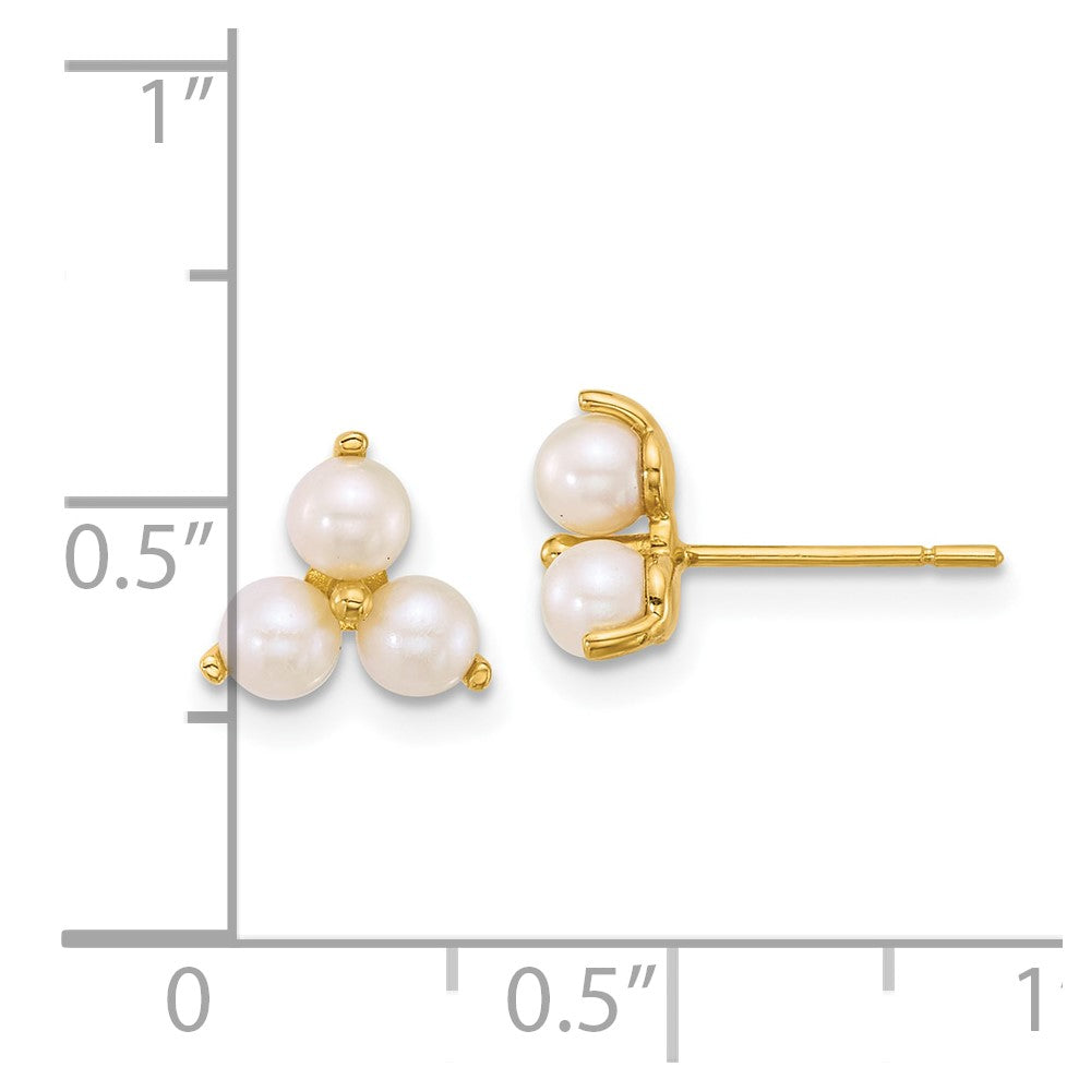 14k Polished Freshwater Cultured Pearls Post Earrings