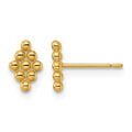 14k Polished and Beaded Marquise Post Earrings