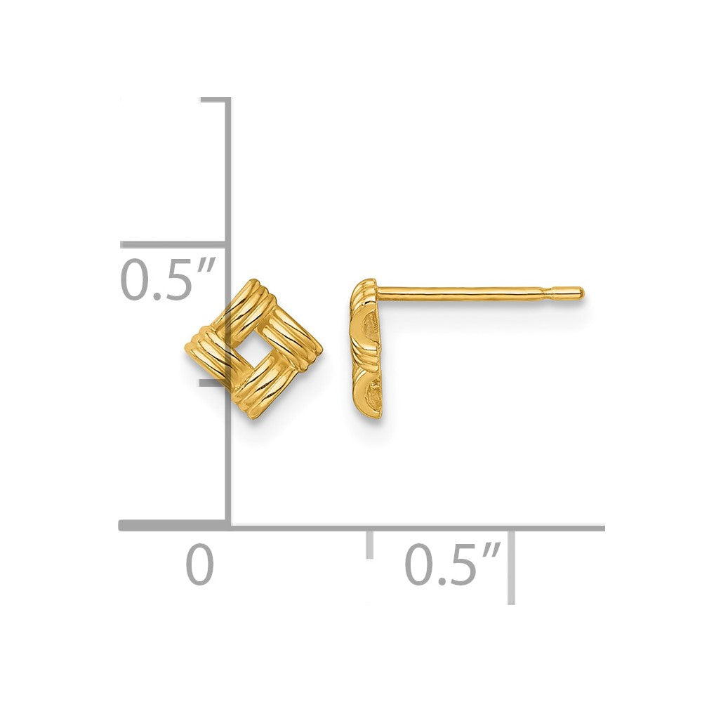14k Polished Woven Square Post Earrings