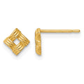 14k Polished Woven Square Post Earrings