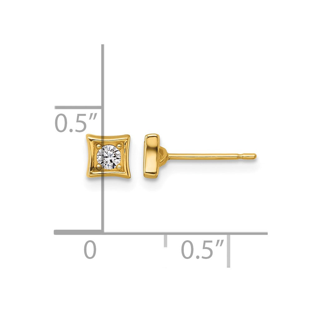 14k Polished CZ Post Earrings