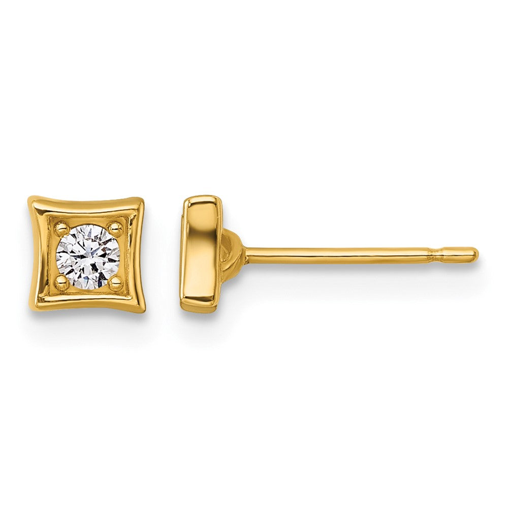 14k Polished CZ Post Earrings