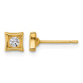 14k Polished CZ Post Earrings