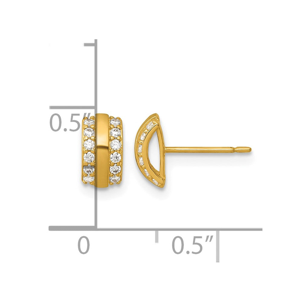 14k Polished CZ Curved Bar Post Earrings