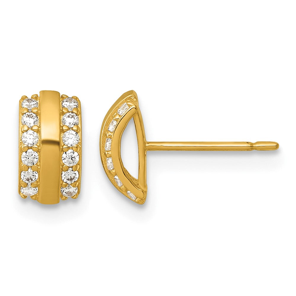 14k Polished CZ Curved Bar Post Earrings