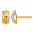 14k Polished CZ Curved Bar Post Earrings