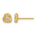 14k Polished and Satin Fancy CZ Post Earrings