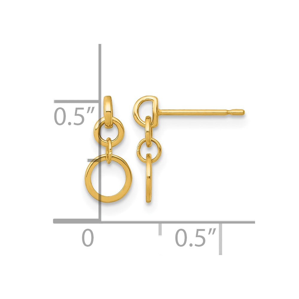 14k Polished Circles Post Dangle Earrings