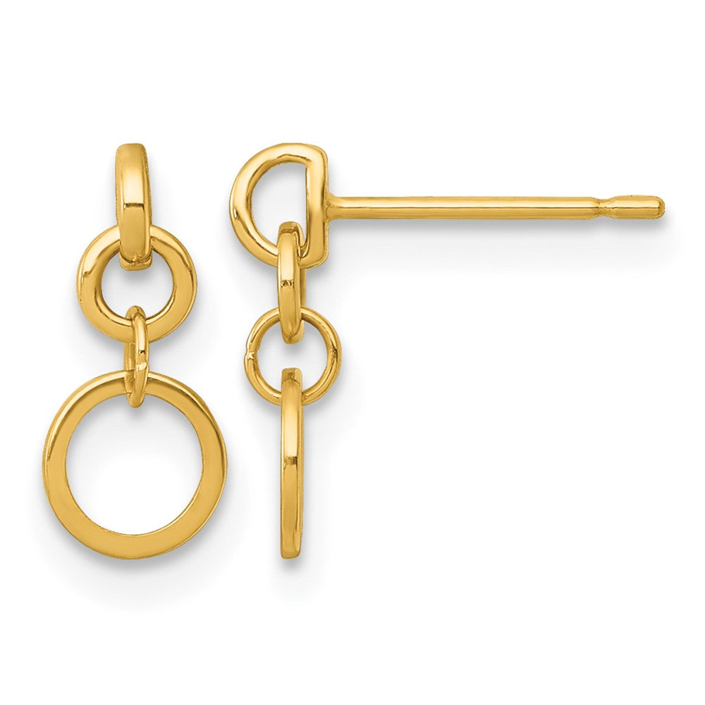 14k Polished Circles Post Dangle Earrings