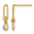 14k Polished CZ Paperclip Link Post Dangle Earrings