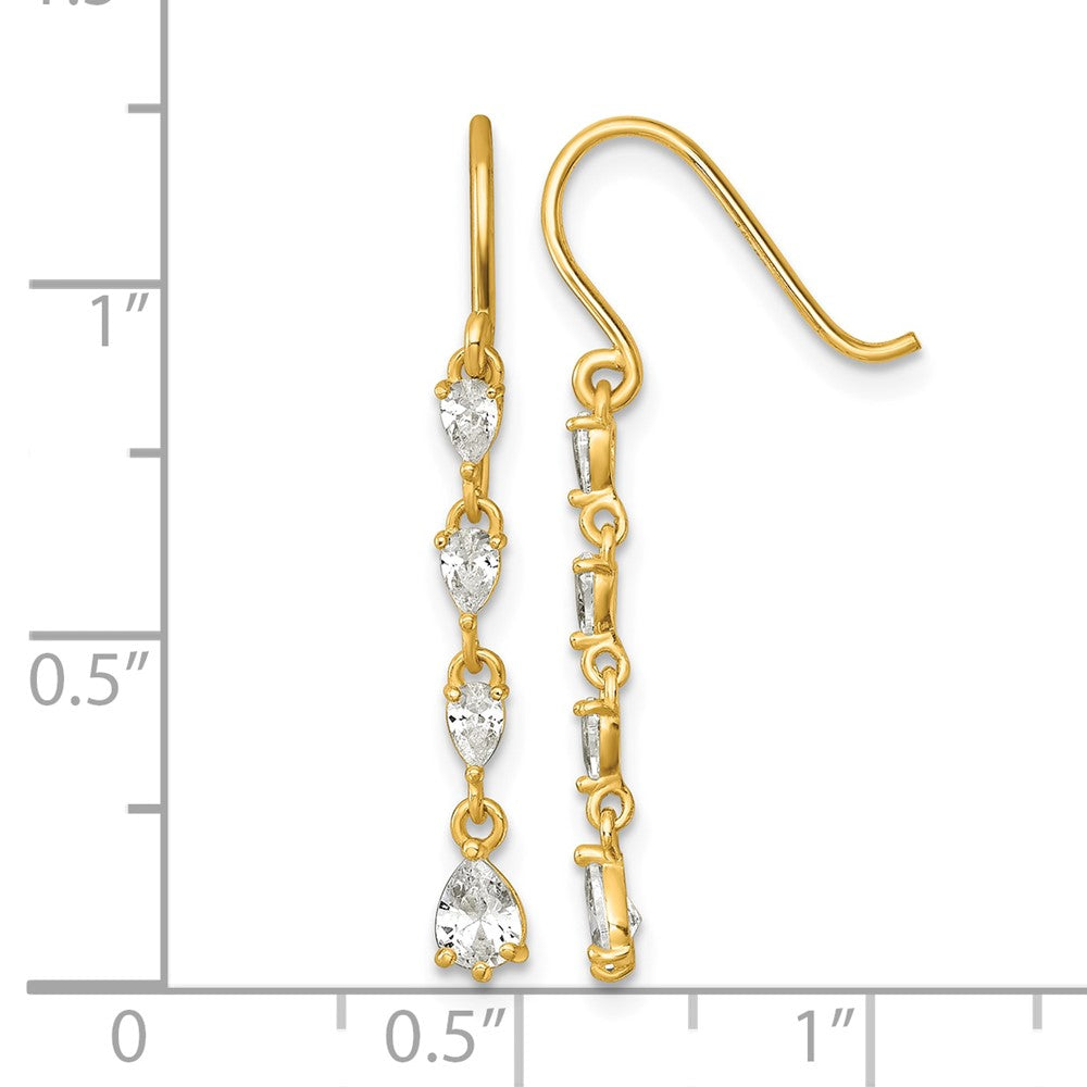 14k Polished Fancy CZ Teardrop Dangle Earrings
