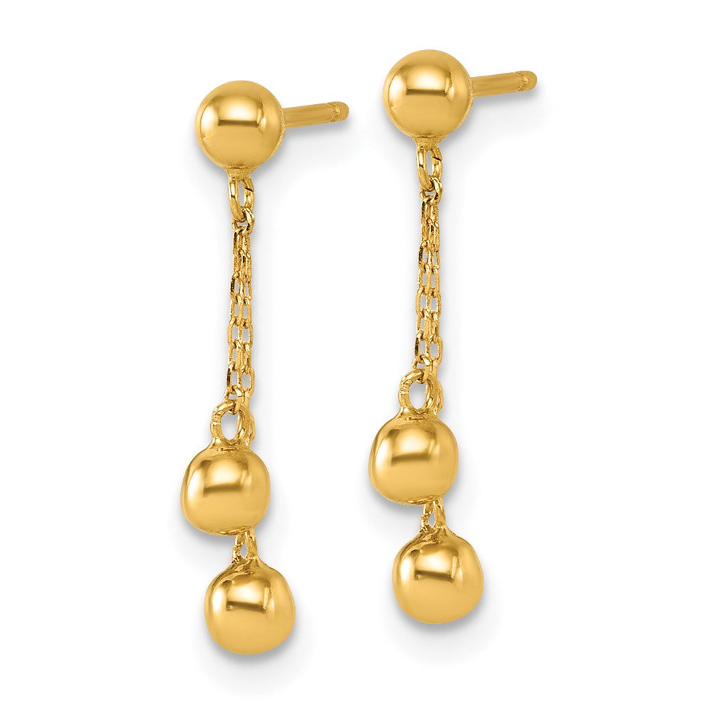 14K Polished Dangle Ball Post Earrings