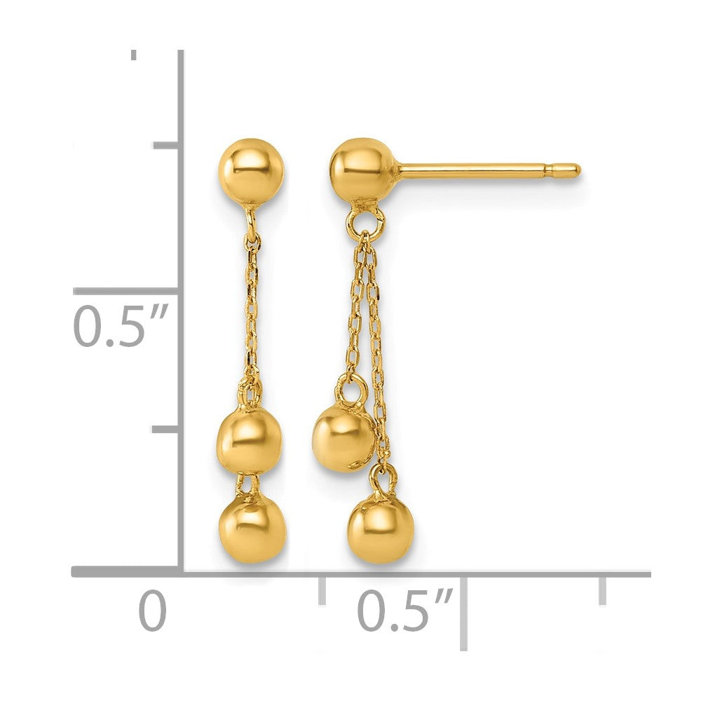 14K Polished Dangle Ball Post Earrings