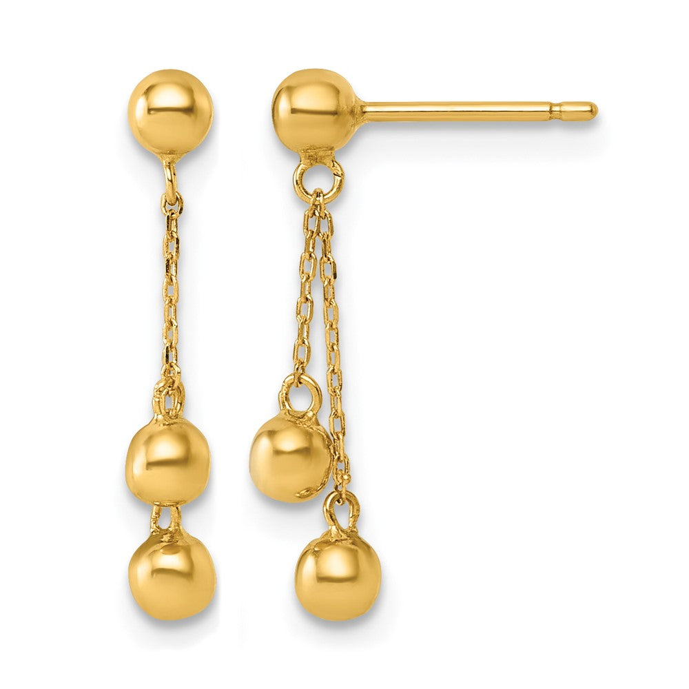 14K Polished Dangle Ball Post Earrings