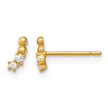 14k Polished and Beaded CZ Curved Post Earrings