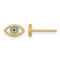 14k Polished Blue/Black Enamel Evil Eye Post Earrings