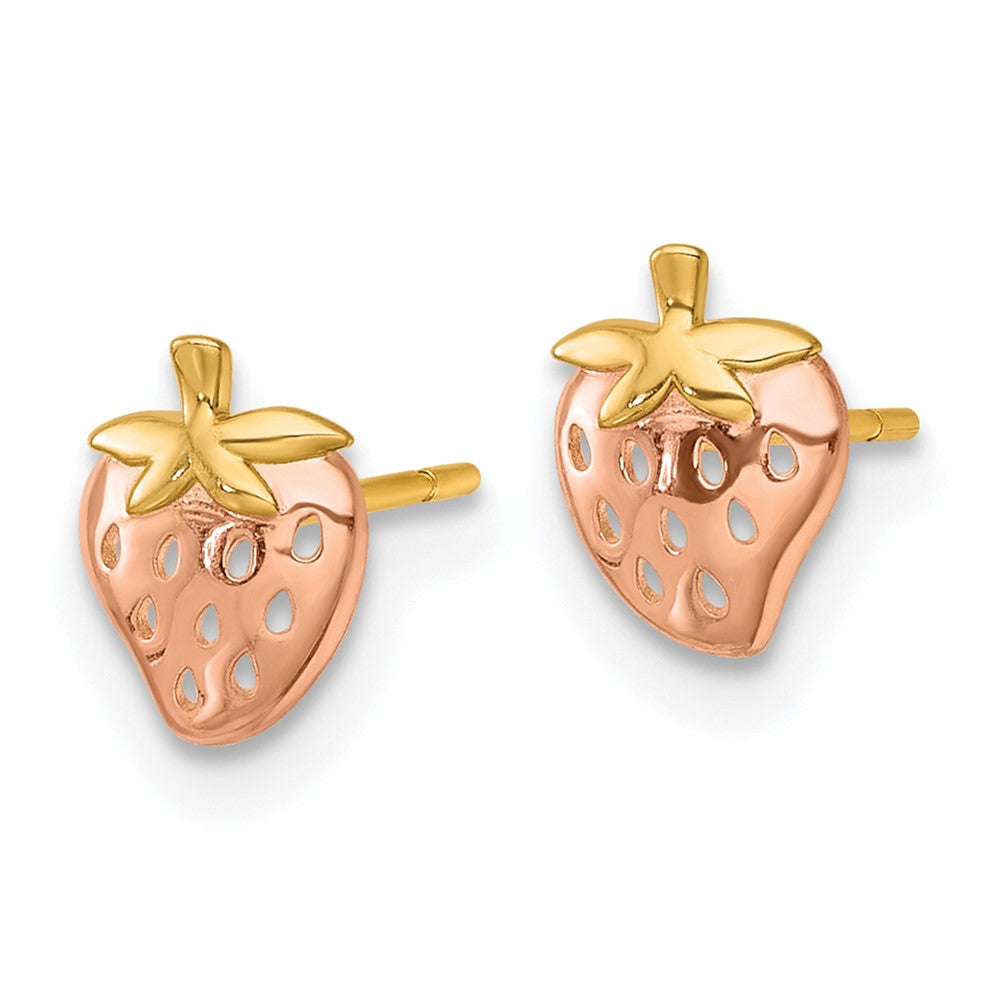 14k with Rose Rhodium Polished Strawberry Post Earrings