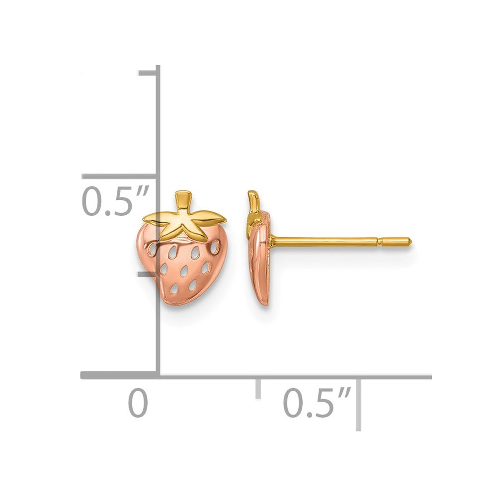 14k with Rose Rhodium Polished Strawberry Post Earrings