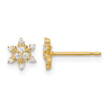 14k Polished CZ Snowflake Post Earrings