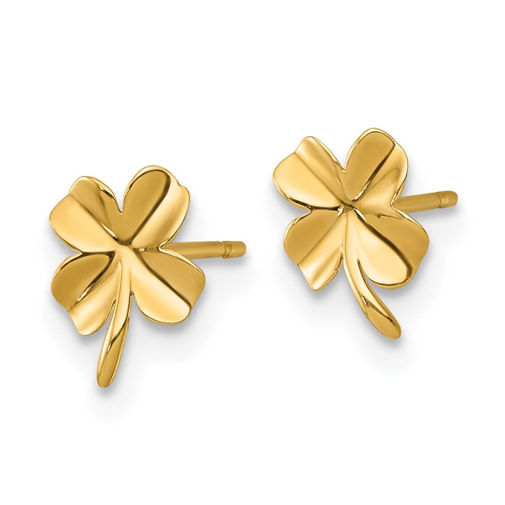 14k Polished Four Leaf Clover Post Earrings