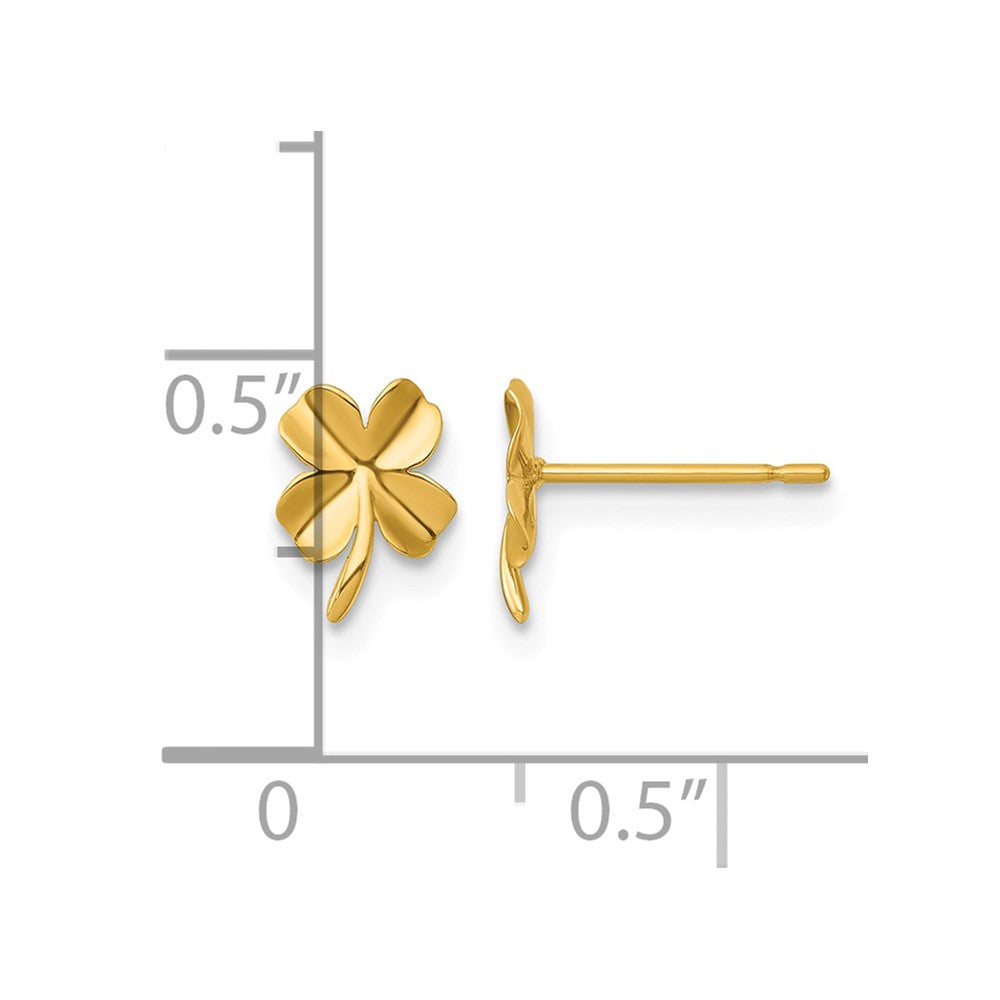 14k Polished Four Leaf Clover Post Earrings