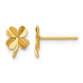 14k Polished Four Leaf Clover Post Earrings