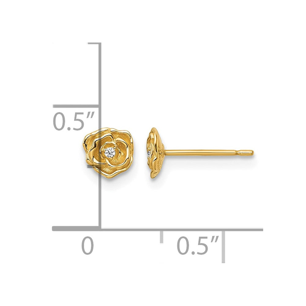 14k Polished CZ Rose Post Earrings