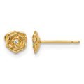 14k Polished CZ Rose Post Earrings