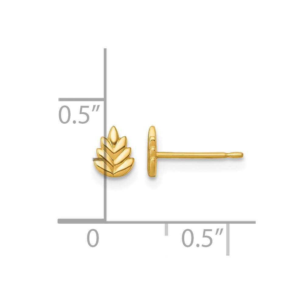 14k Polished Leaf Post Earrings