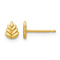 14k Polished Leaf Post Earrings
