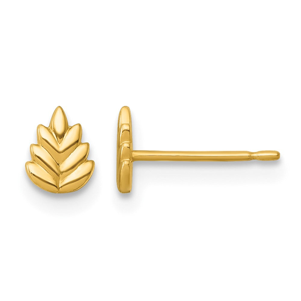 14k Polished Leaf Post Earrings