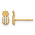 14k Polished CZ Pineapple Post Earrings
