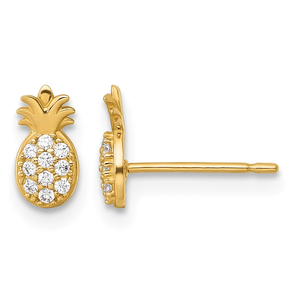 14k Polished CZ Pineapple Post Earrings