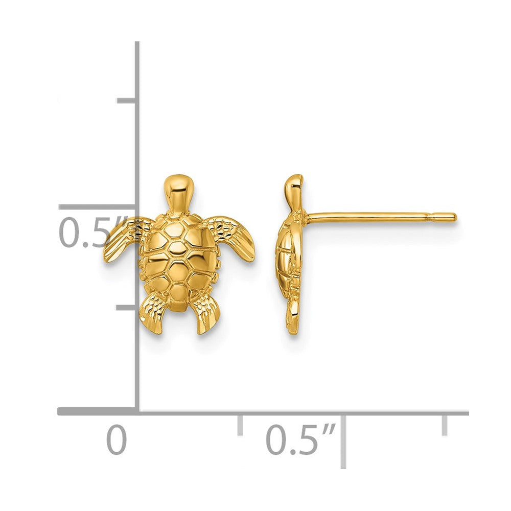 14k Polished and Diamond-cut Turtle Post Earrings