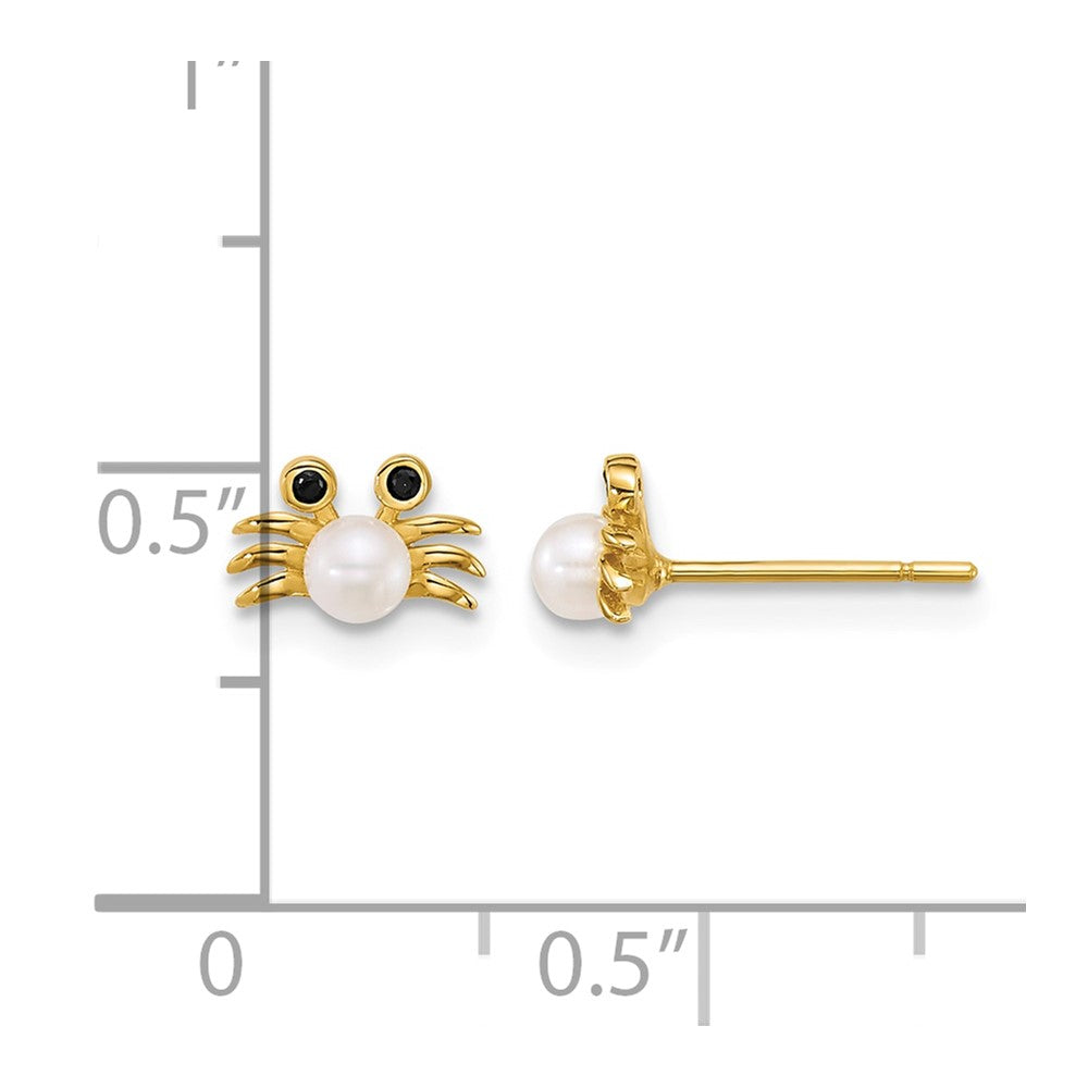 14k Polished Black CZ with FWC Pearl Crab Post Earrings