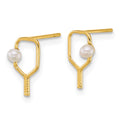14k Polished Freshwater Cultured Pearl Pickleball Post Earrings