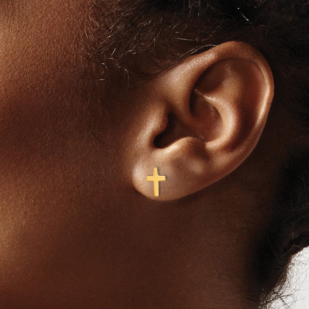14k Polished Cross Post Earrings