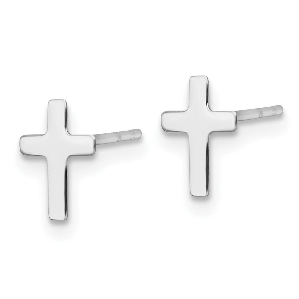 14k White Polished Cross Post Earrings