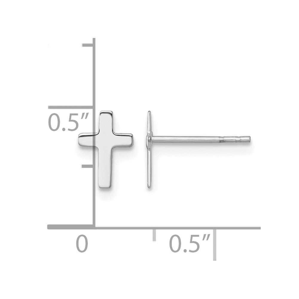 14k White Polished Cross Post Earrings