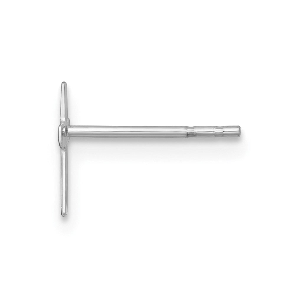 Single 14k White Polished Cross Post Earring