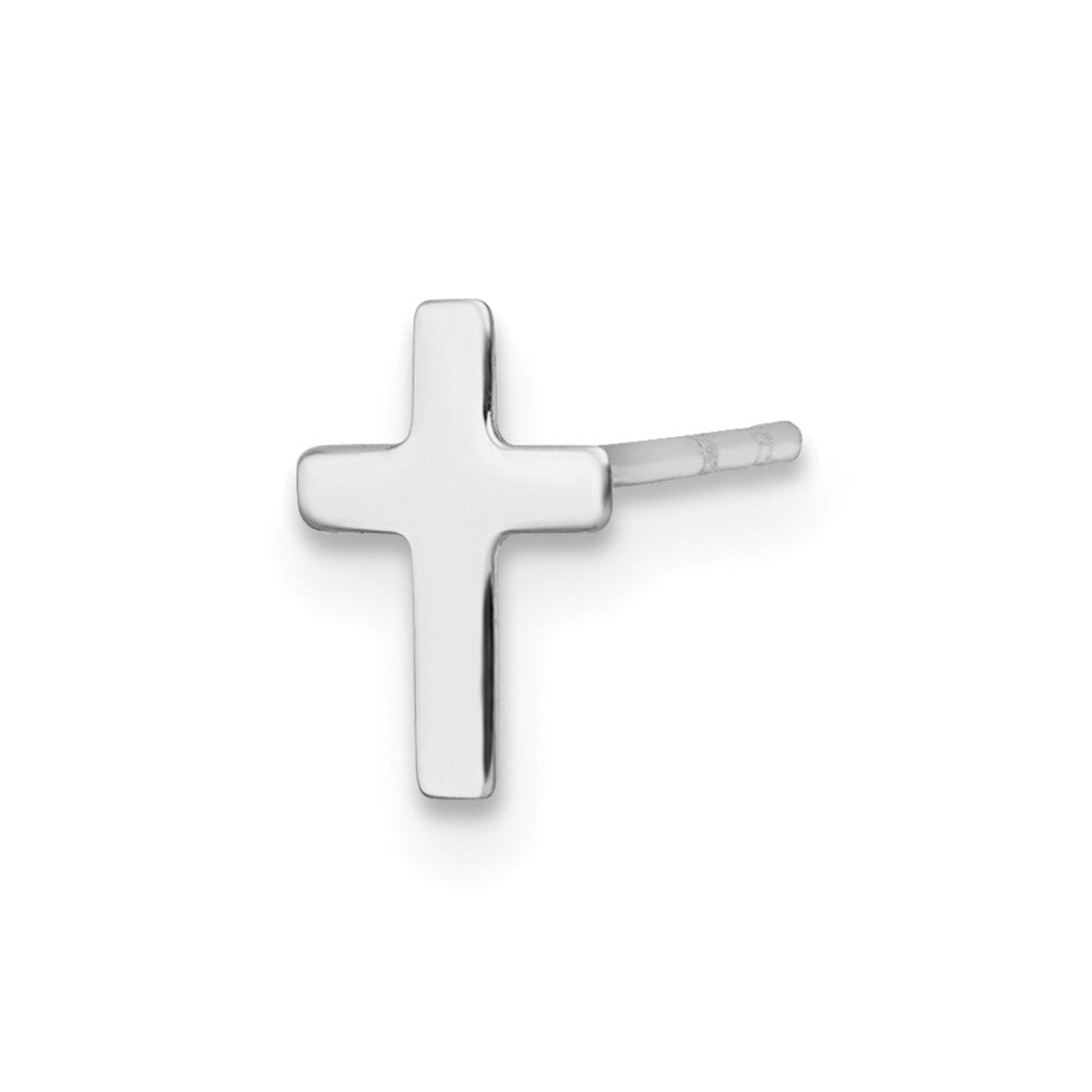 Single 14k White Polished Cross Post Earring